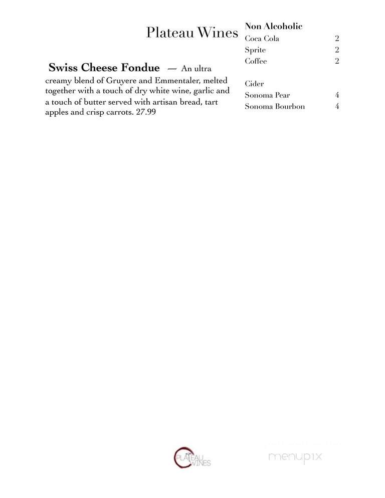 Plateau Wines - Enumclaw, WA menu_pic