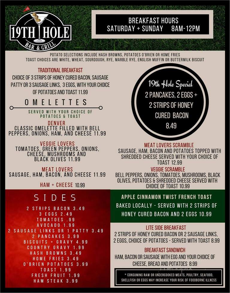 19th Hole Bar & Grill - Bremerton, WA menu_pic
