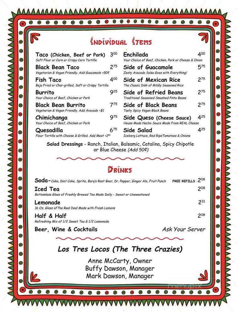 Tres Locos - Palatine Bridge, NY menu_pic