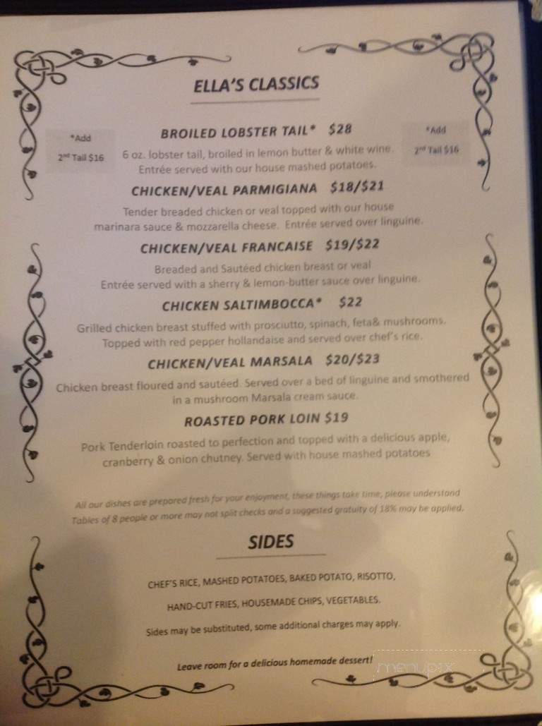 Ella's - Morristown, NY menu_pic