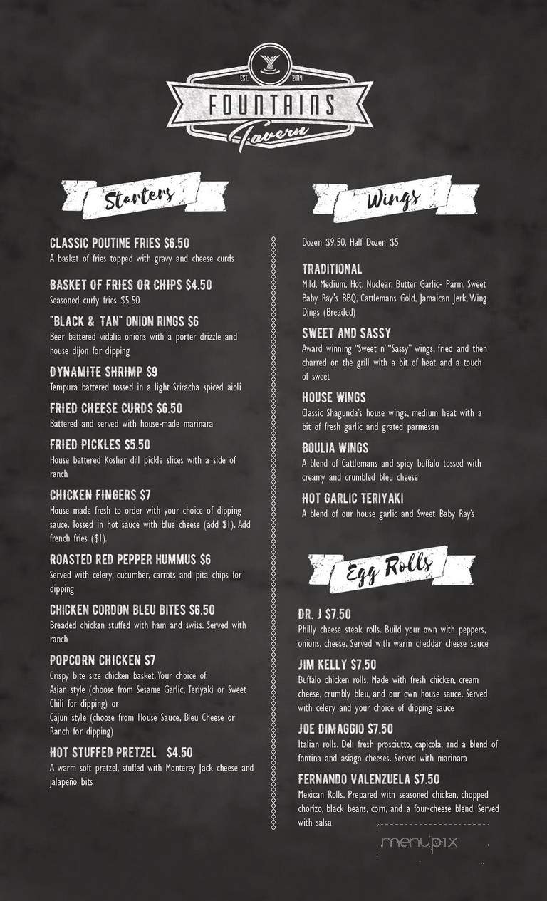 Fountains Tavern - Johnson City, NY menu_pic