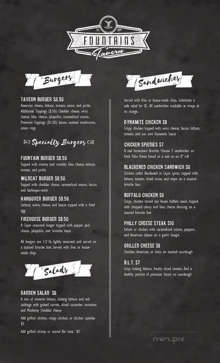Fountains Tavern - Johnson City, NY menu_pic