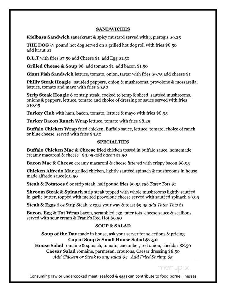 Jackman Inn - Avalon, PA menu_pic