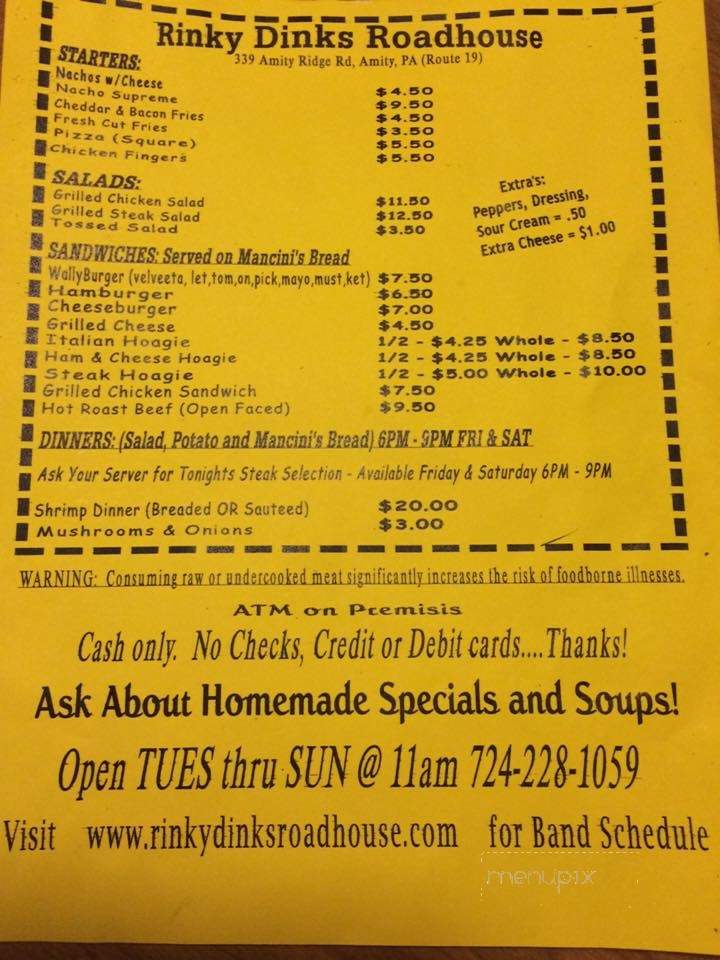 Rinky Dinks Roadhouse - Amity, PA menu_pic
