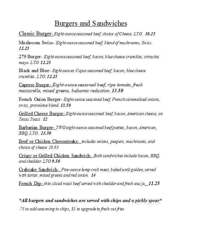 279 Bar And Grill - Plains, PA menu_pic