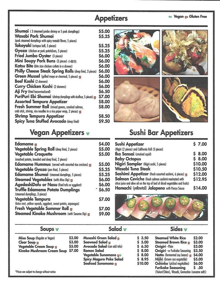 Musashi Japanese Vegan & Sake Bar - Feasterville-Trevose, PA menu_pic