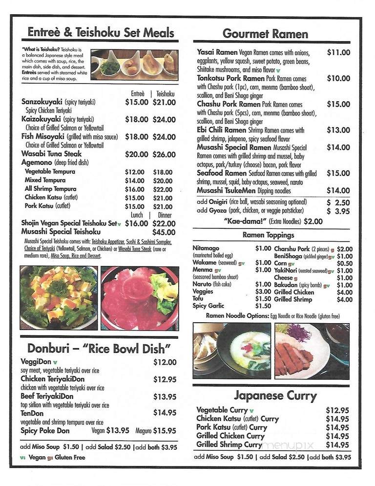 Musashi Japanese Vegan & Sake Bar - Feasterville-Trevose, PA menu_pic