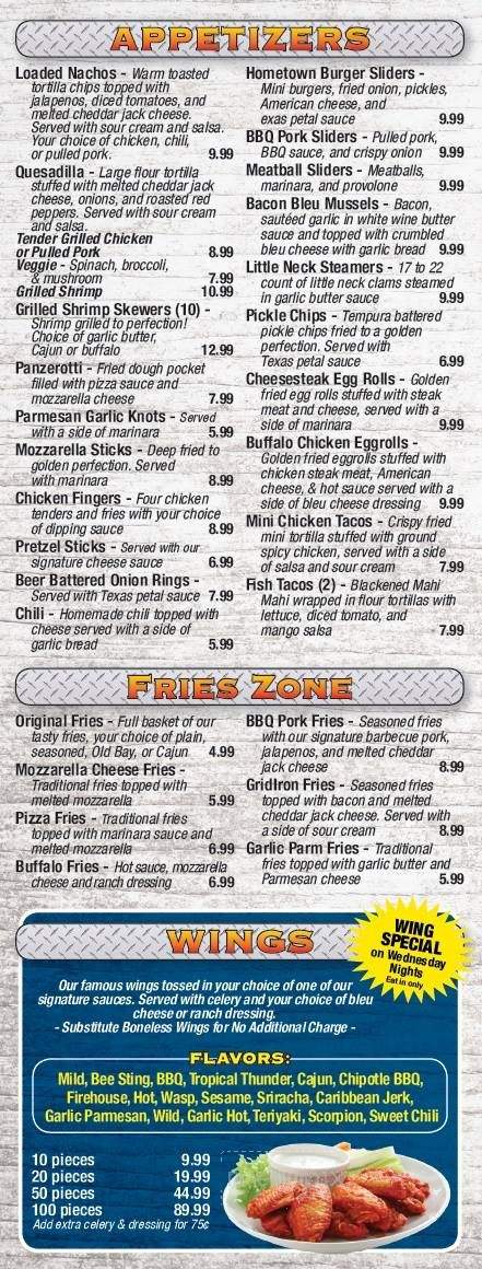 The Gridiron Bar & Pizzeria - Phoenixville, PA menu_pic