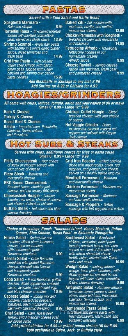 The Gridiron Bar & Pizzeria - Phoenixville, PA menu_pic