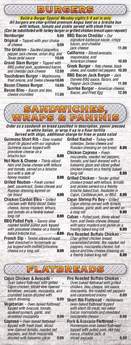 The Gridiron Bar & Pizzeria - Phoenixville, PA menu_pic