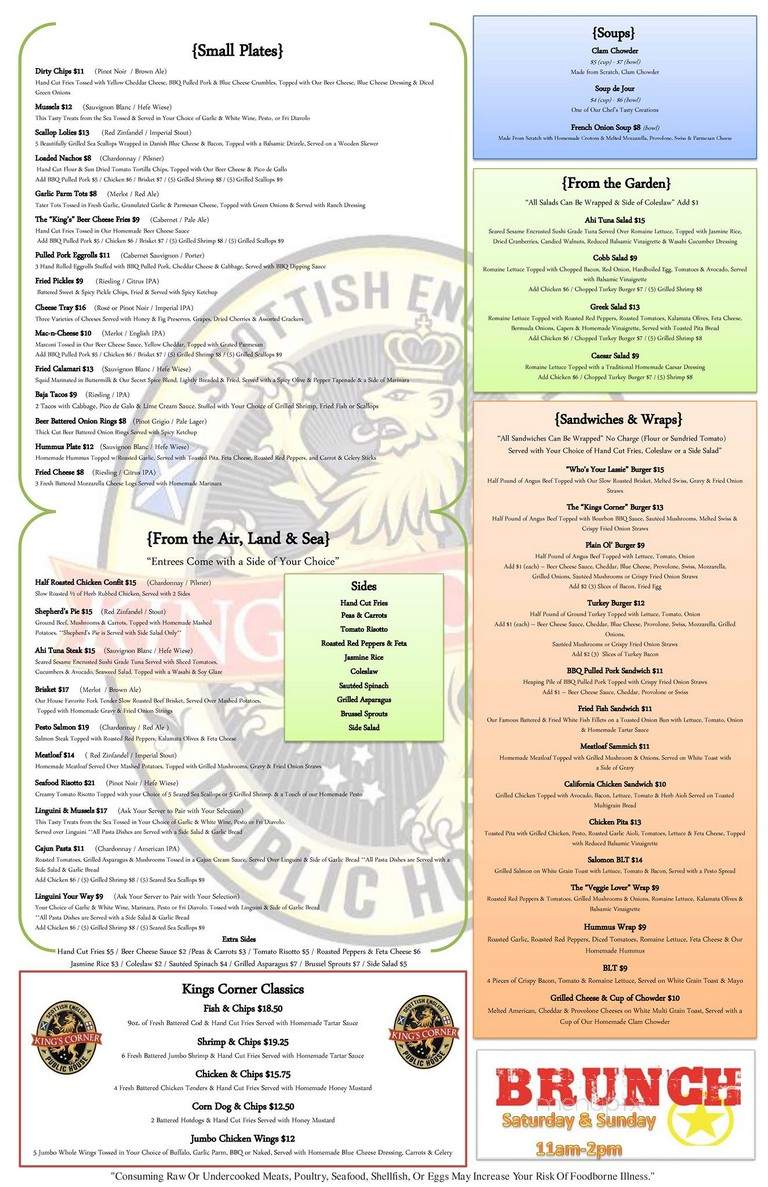 King's Corner - Jenkintown, PA menu_pic