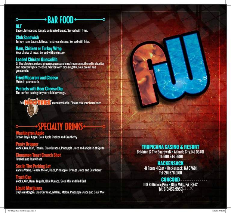 Firewaters Beer Bar & Martini Bar - Chadds Ford, PA menu_pic