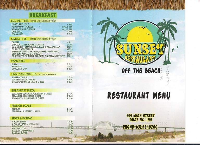 Sunset Restaurant at Islip Town Beach - Islip, NY menu_pic