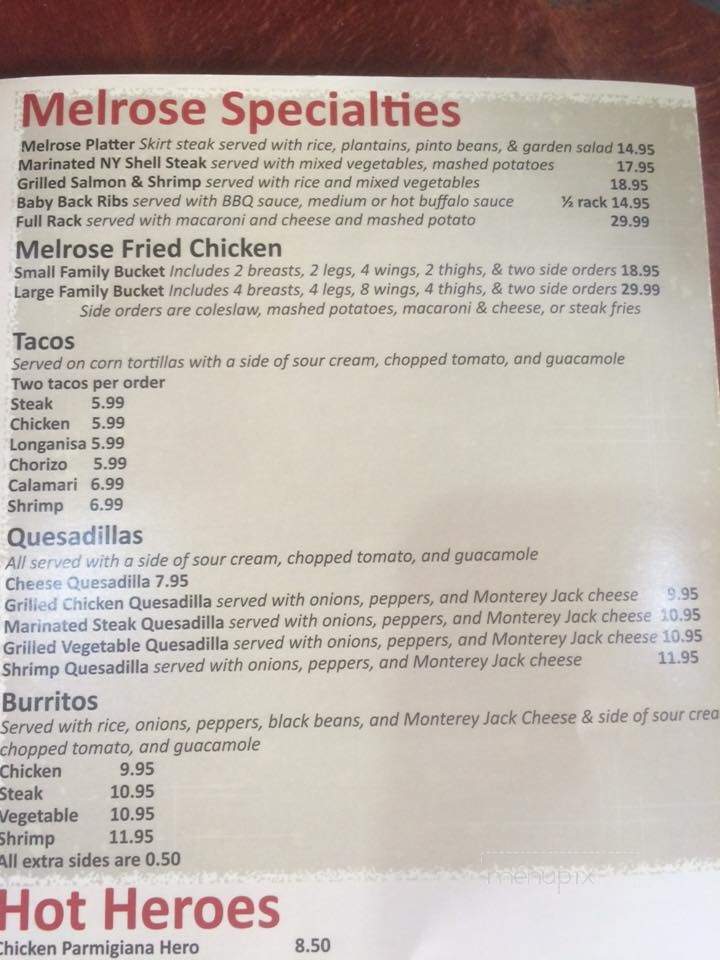 Melrose East Restaurant and Pizza - Southampton, NY menu_pic
