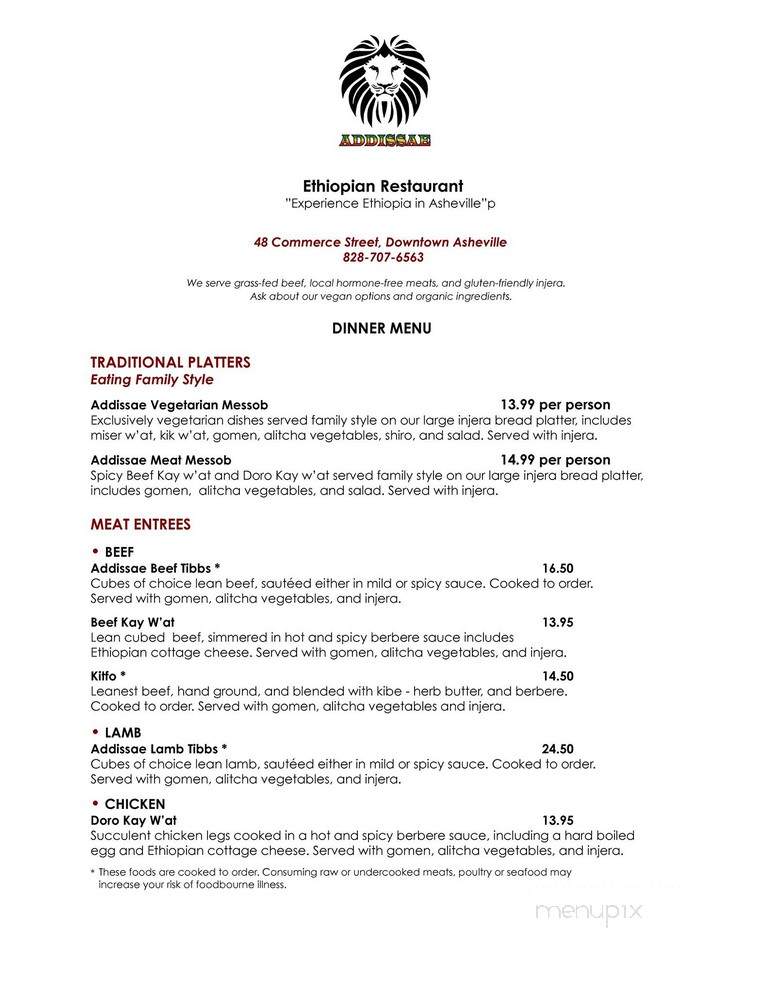 Addissae - Asheville, NC menu_pic