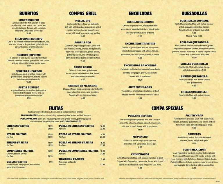 Compadres Mex Mex Grill - Spartanburg, SC menu_pic