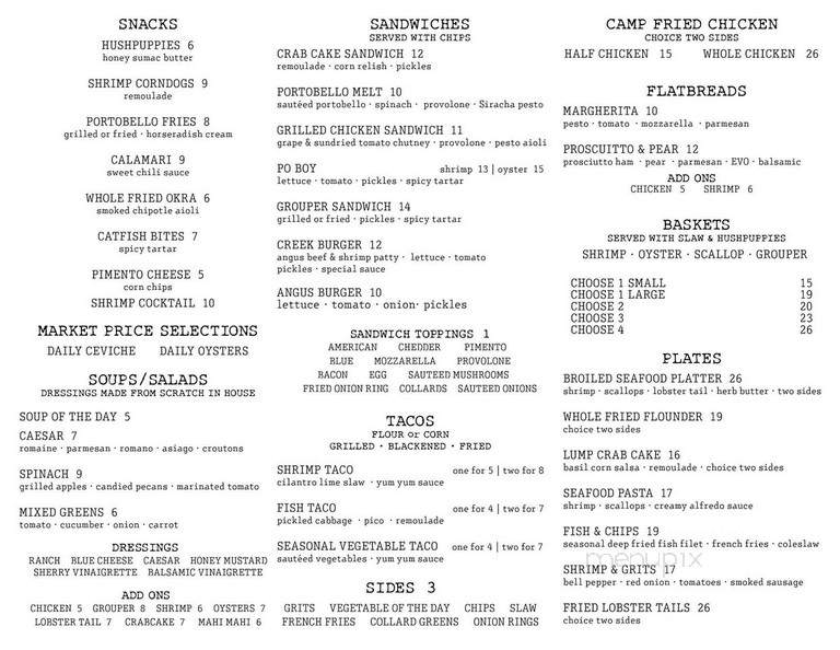 Ellis Creek Fish Camp - Charleston, SC menu_pic