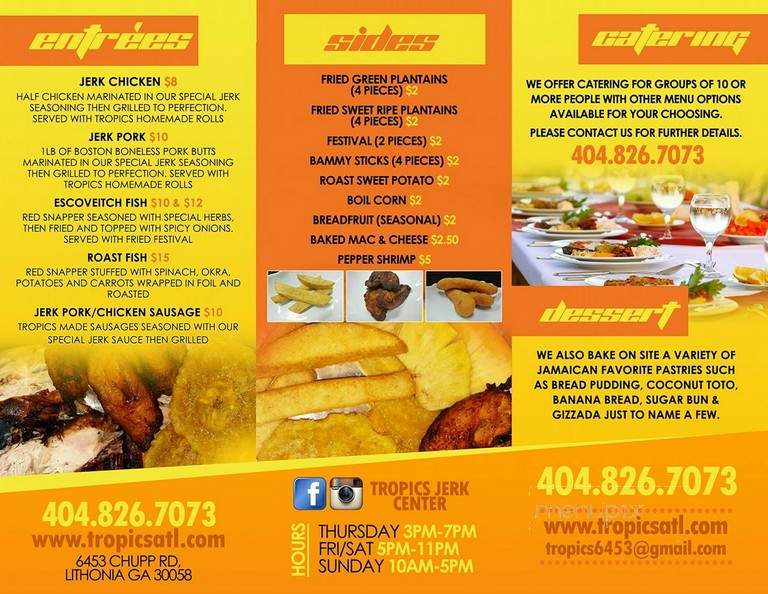 Tropics - Lithonia, GA menu_pic