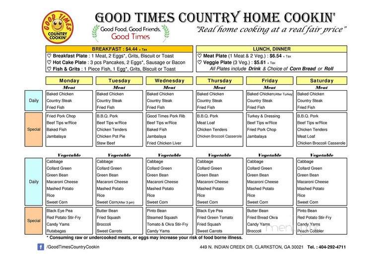 Good Times Country Home Cookin - Clarkston, GA