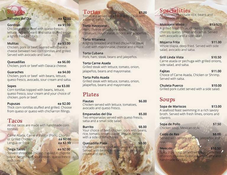 Cocina Linda Vista - Atlanta, GA menu_pic