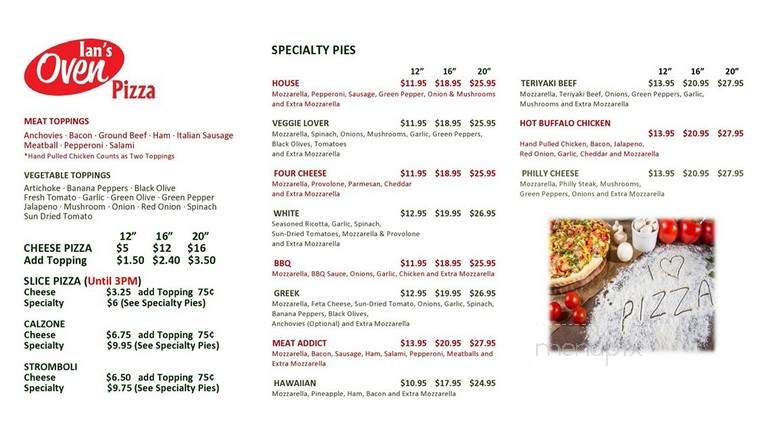 Ian's Oven Pizza - Hiram, GA menu_pic