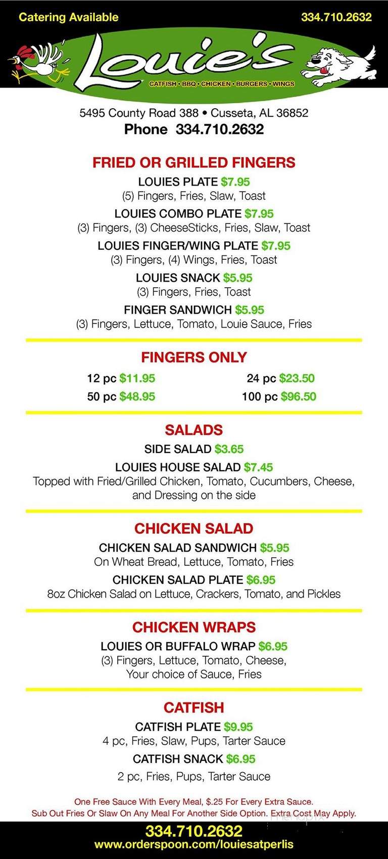 Louie's Chicken Fingers At Perlis Truck Stop - Cusseta, AL menu_pic