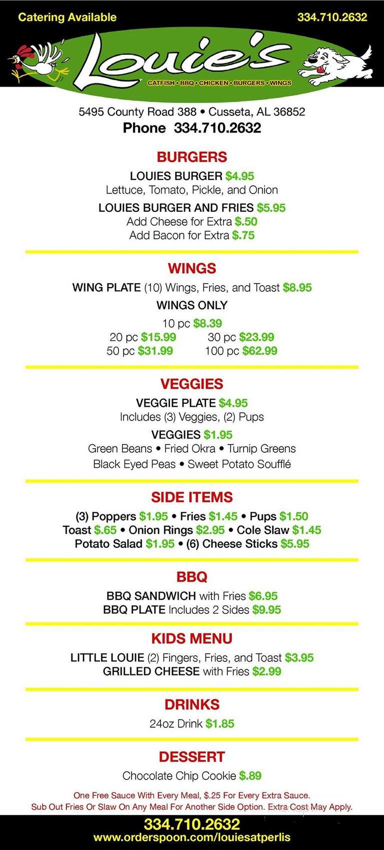 Louie's Chicken Fingers At Perlis Truck Stop - Cusseta, AL menu_pic