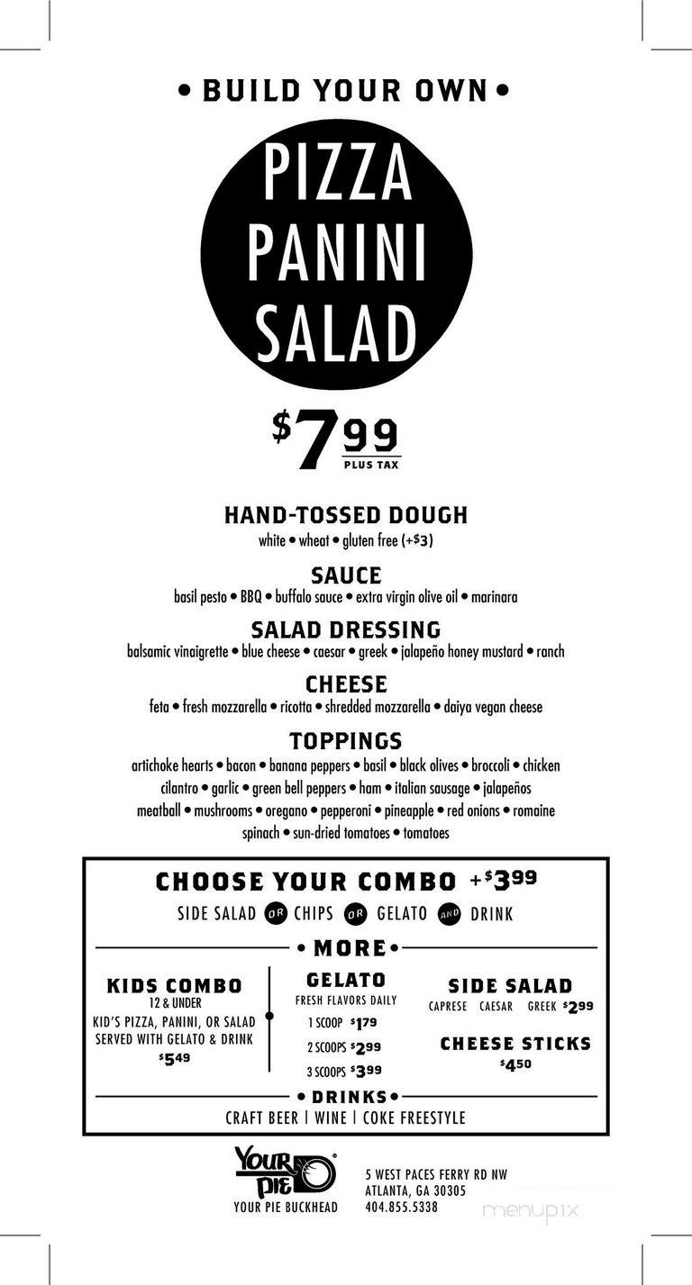 Your Pie - Atlanta, GA menu_pic
