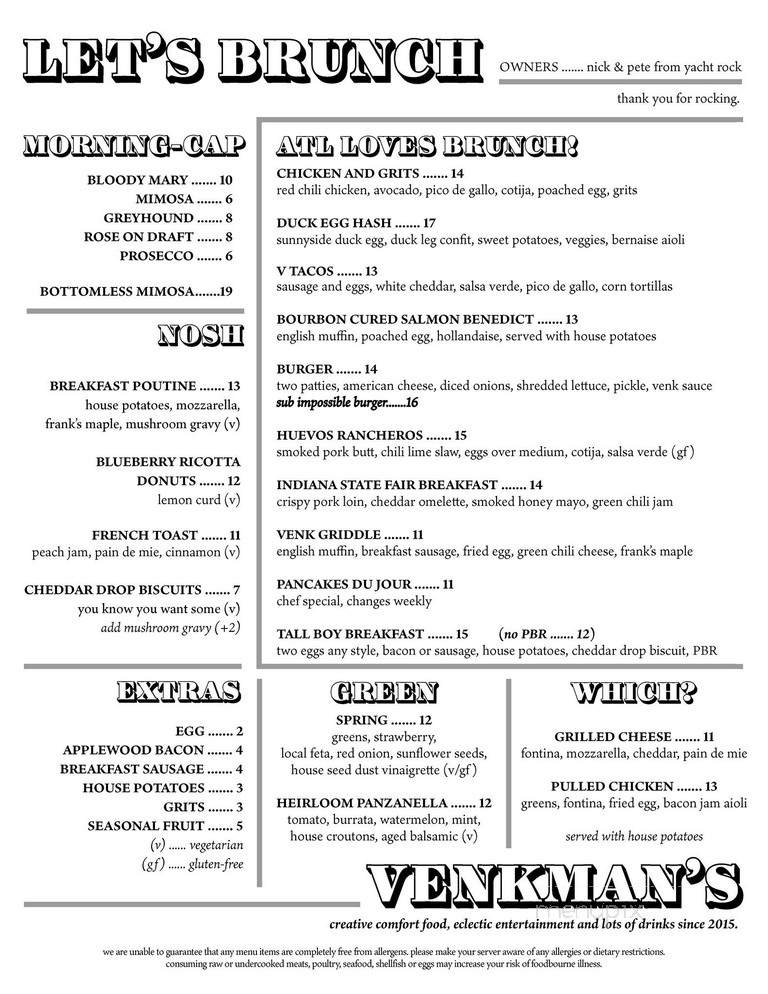Venkmans - Atlanta, GA menu_pic