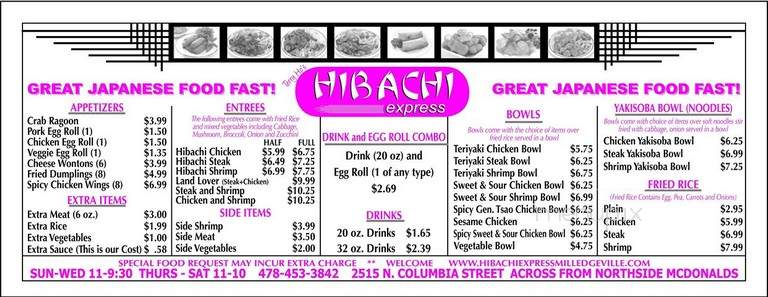 Hibachi Express - Milledgeville, GA menu_pic