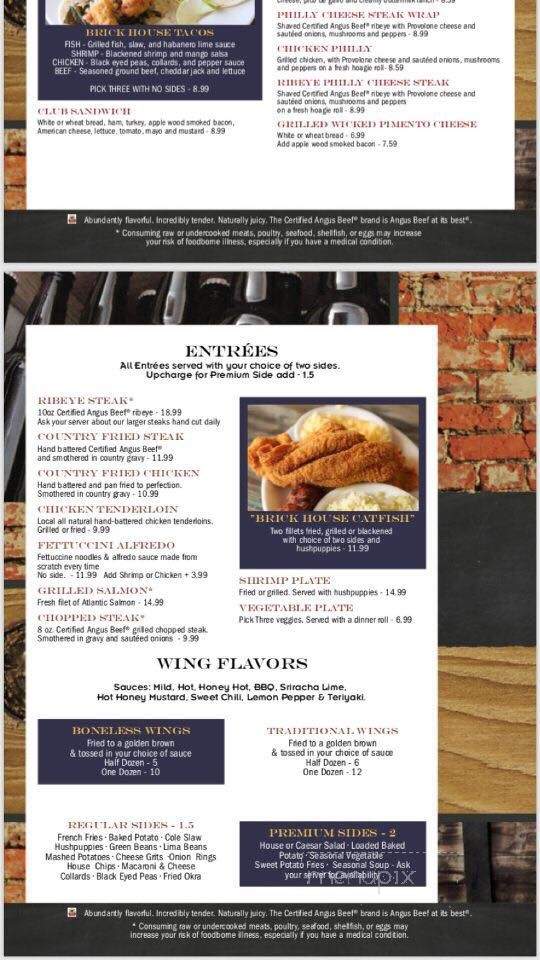 Brick House Grill & Bar - Gray, GA menu_pic