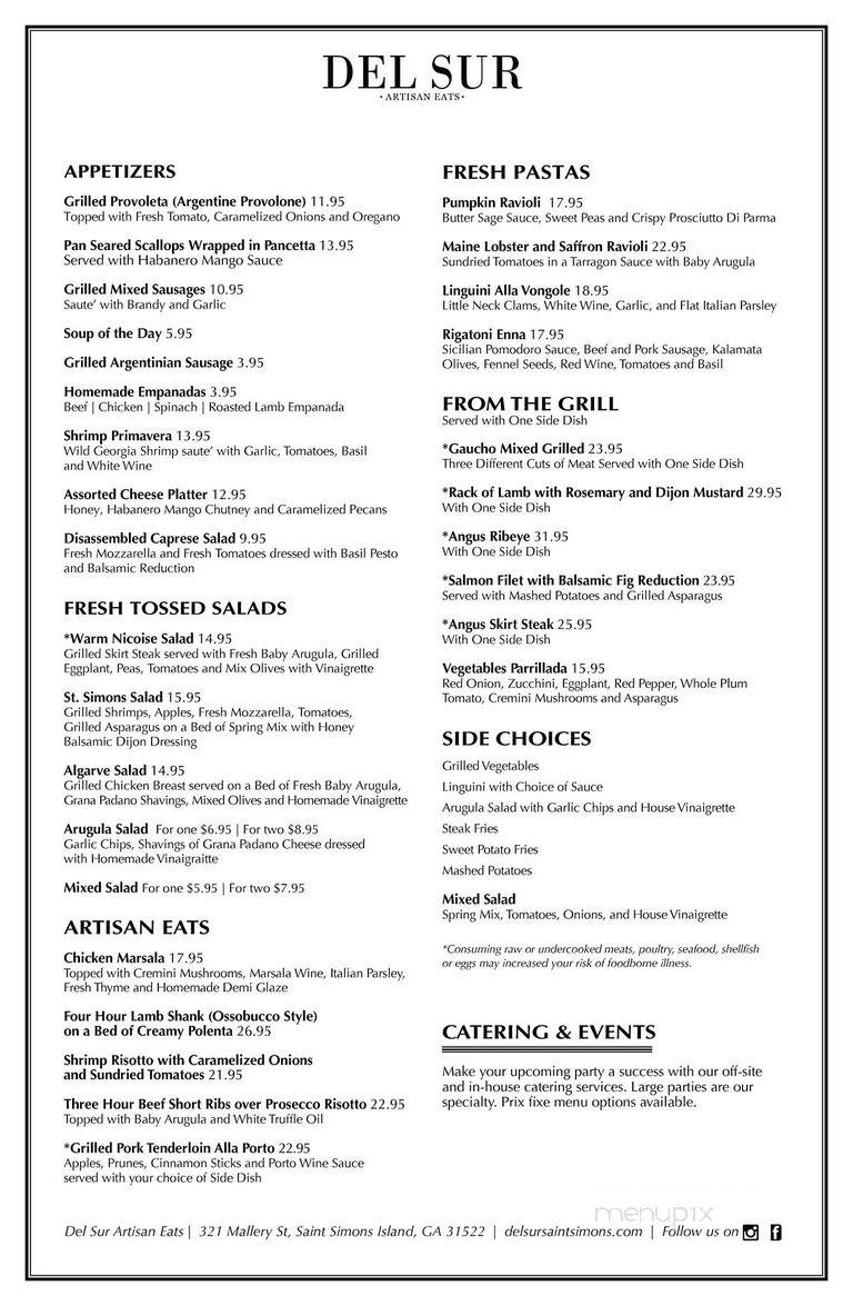 Del Sur Artisan Eats - Saint Simons Island, GA menu_pic