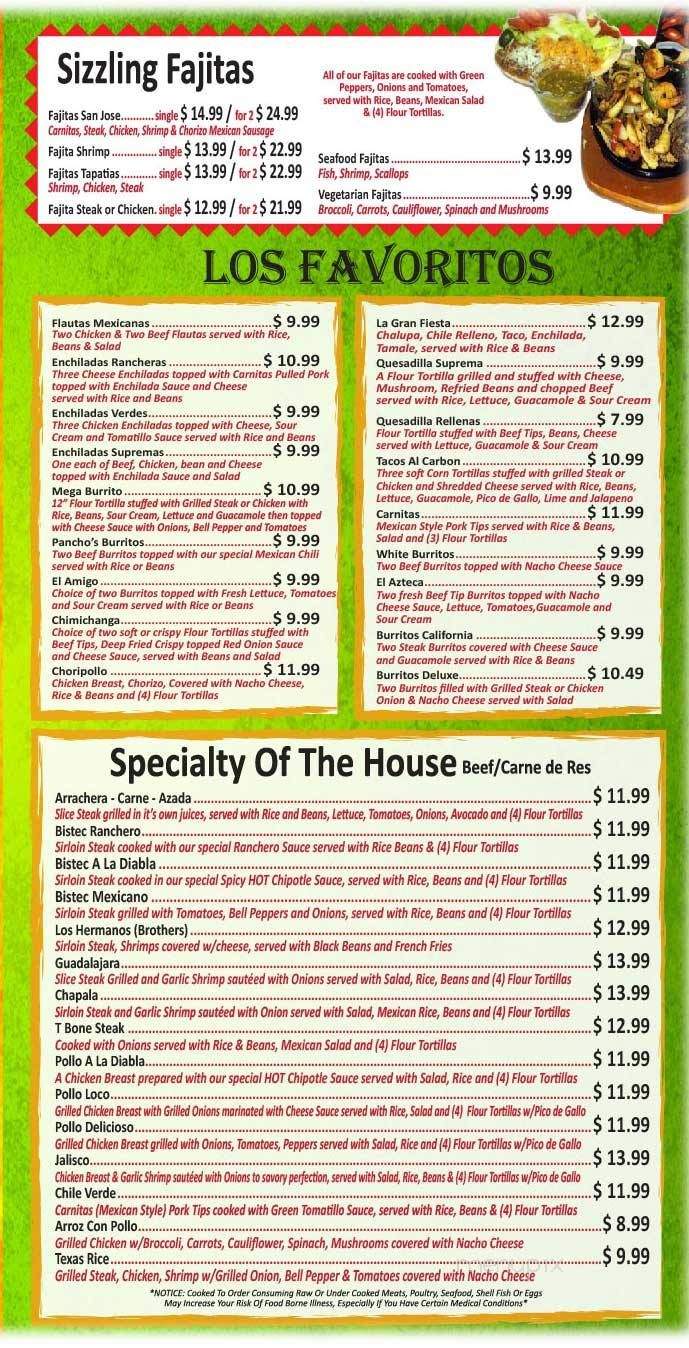 San Jose Mexican Grill & Bar - Saint Marys, GA menu_pic