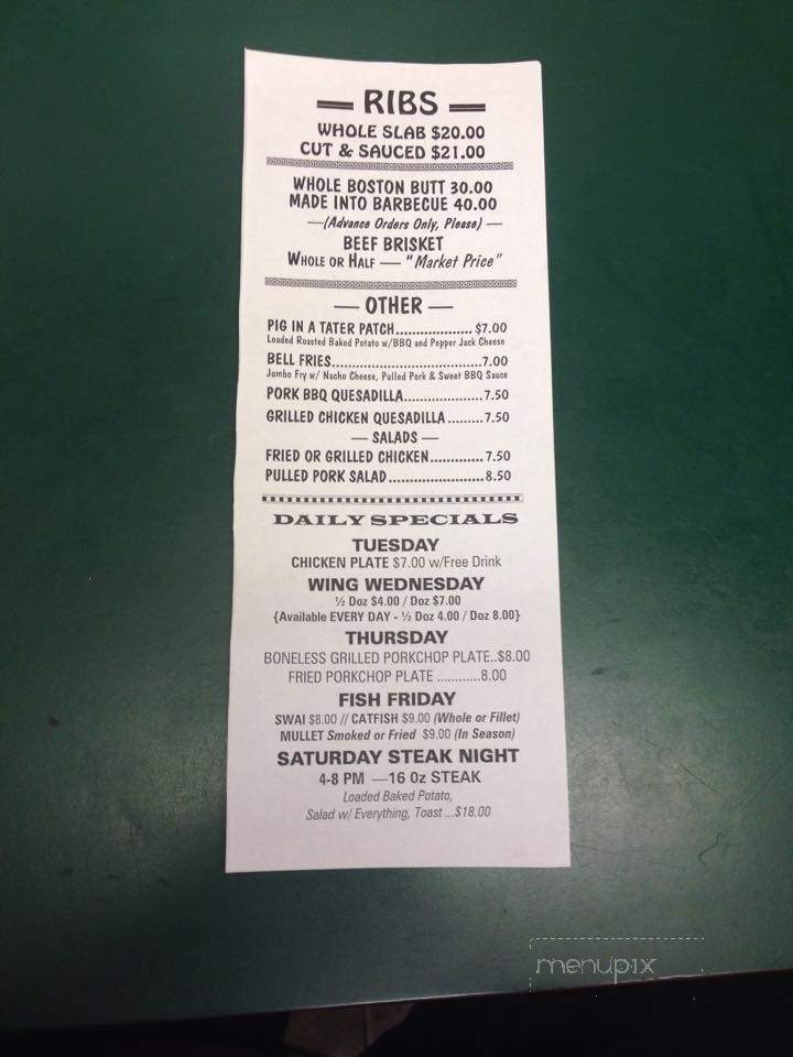 The Farmhouse BBQ - Dawson, GA menu_pic