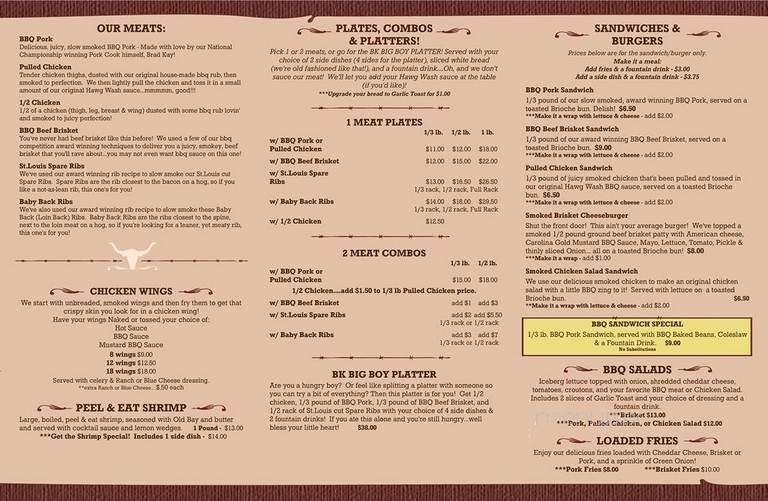 Hawg Wash BBQ - Welaka, FL menu_pic