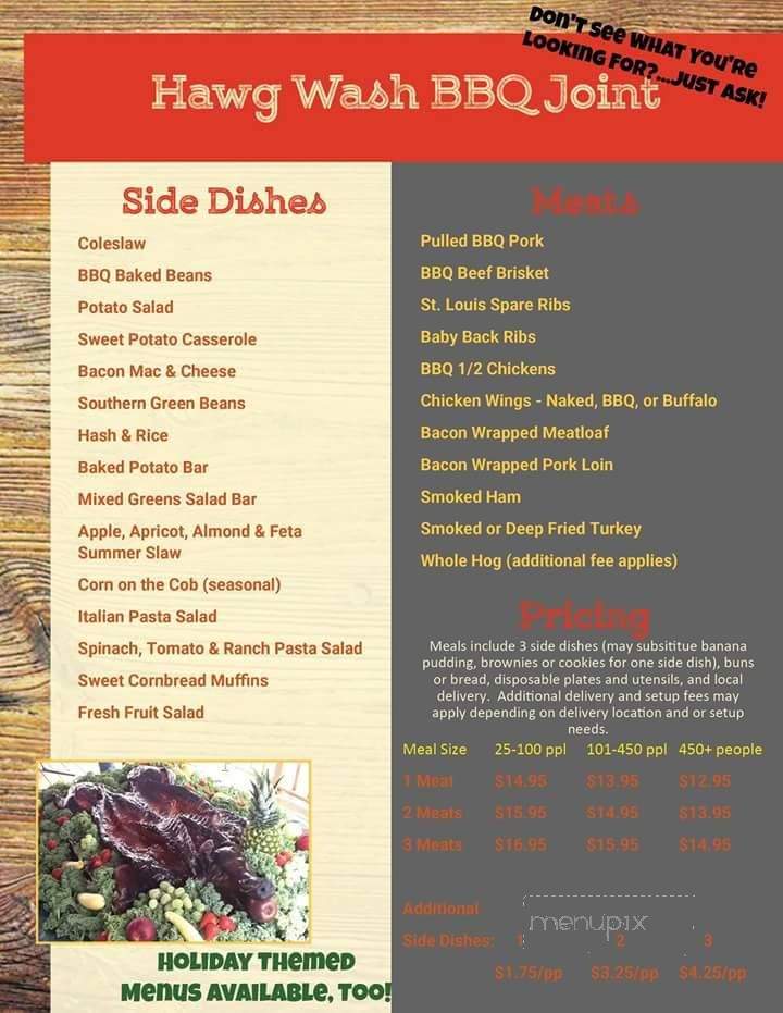 Hawg Wash BBQ - Welaka, FL menu_pic