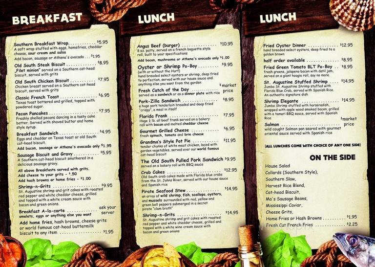 Oyster Creek Eatery - Saint Augustine, FL menu_pic