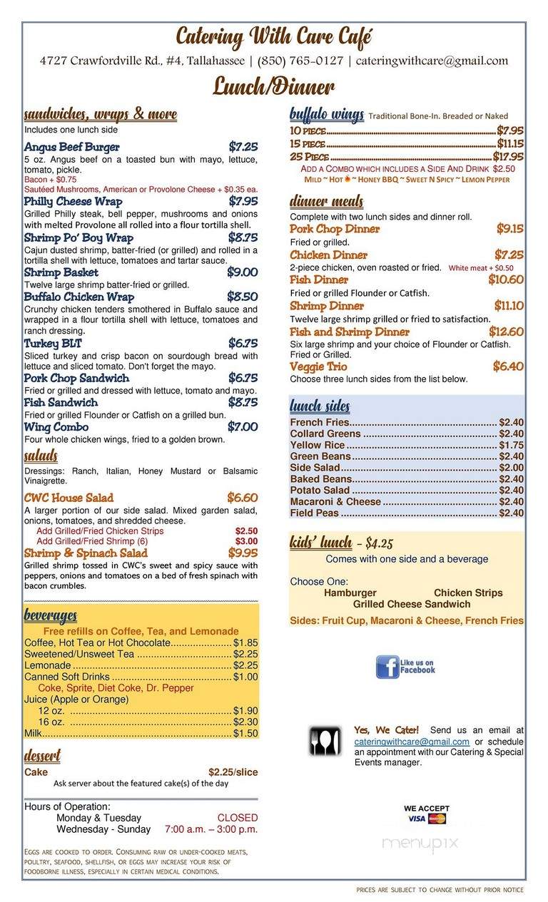 Catering With Care - Tallahassee, FL menu_pic