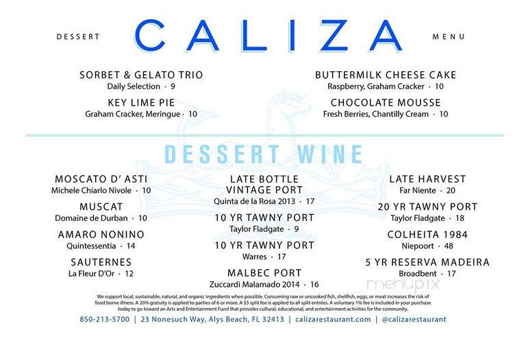 Caliza - Alys Beach, FL menu_pic