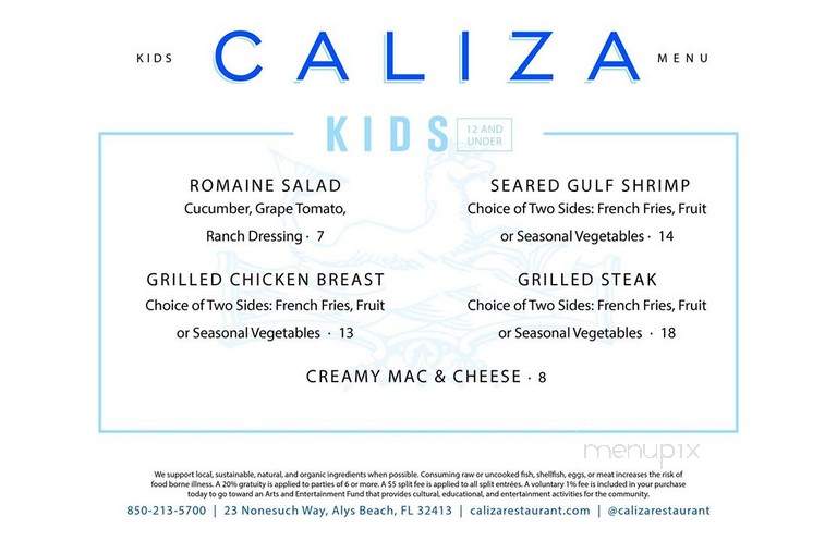 Caliza - Alys Beach, FL menu_pic