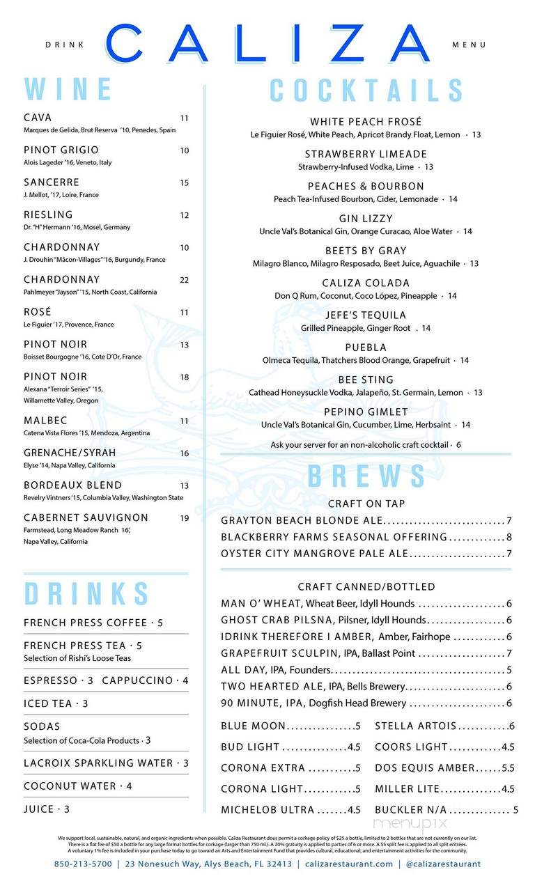 Caliza - Alys Beach, FL menu_pic