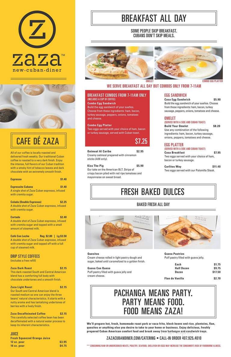 Zaza New Cuban Diner - Altamonte Springs, FL menu_pic