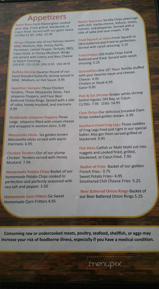 Jolly Gator Fish Camp - Geneva, FL menu_pic