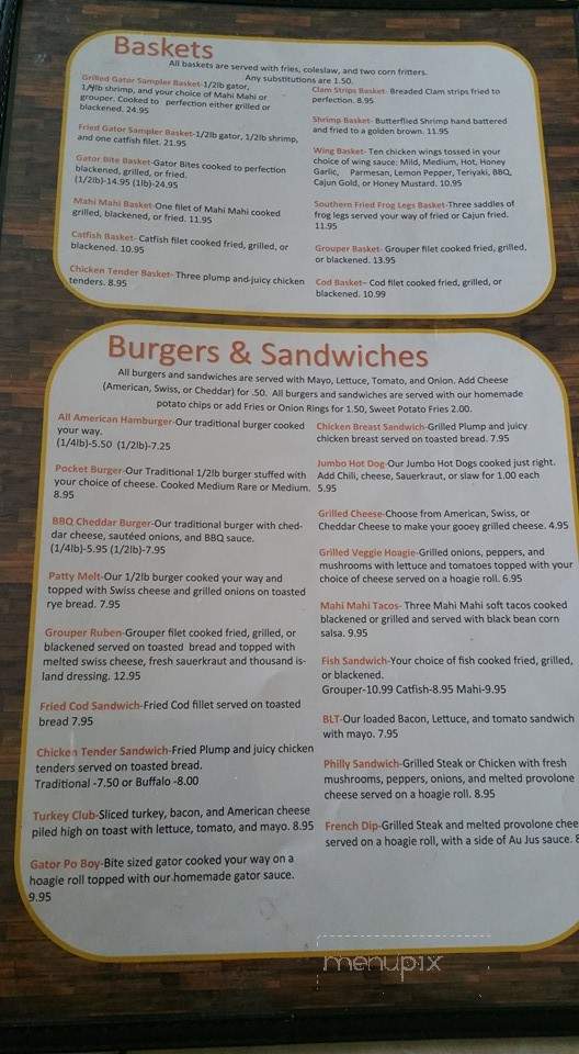 Jolly Gator Fish Camp - Geneva, FL menu_pic