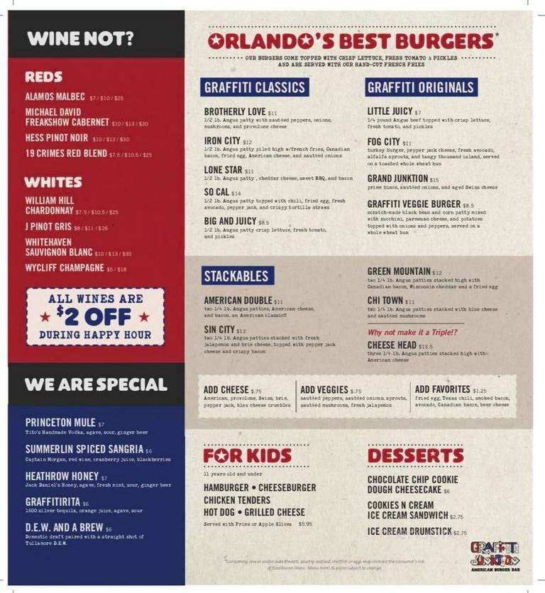 Graffiti Junktion - Lake Mary, FL menu_pic