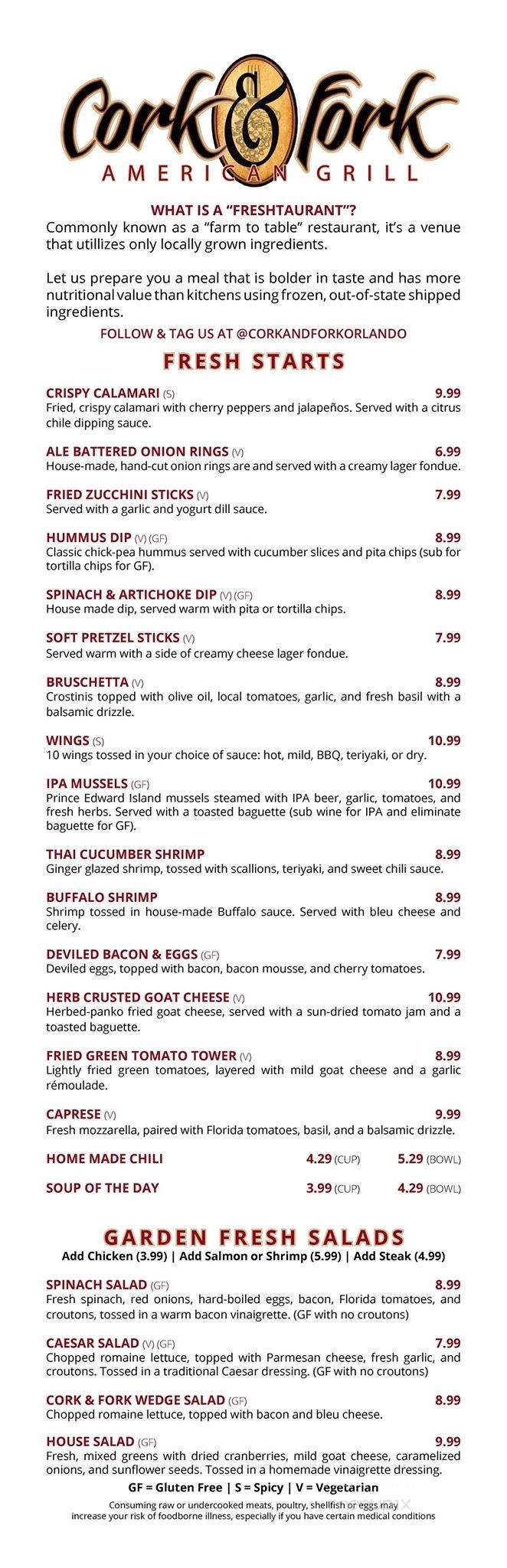 Cork and Fork - Orlando, FL menu_pic
