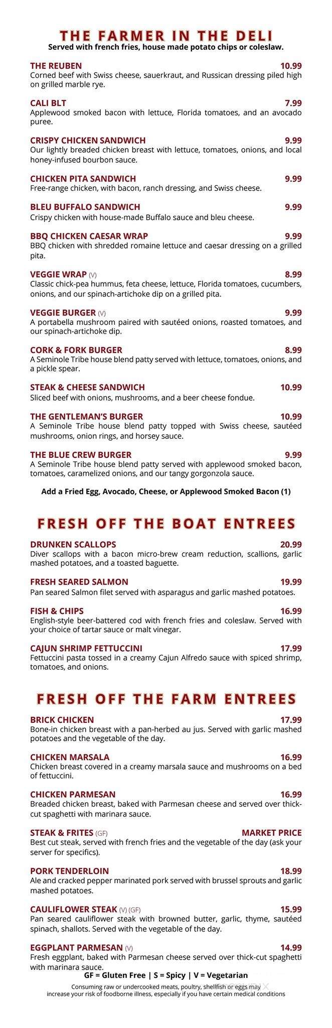 Cork and Fork - Orlando, FL menu_pic