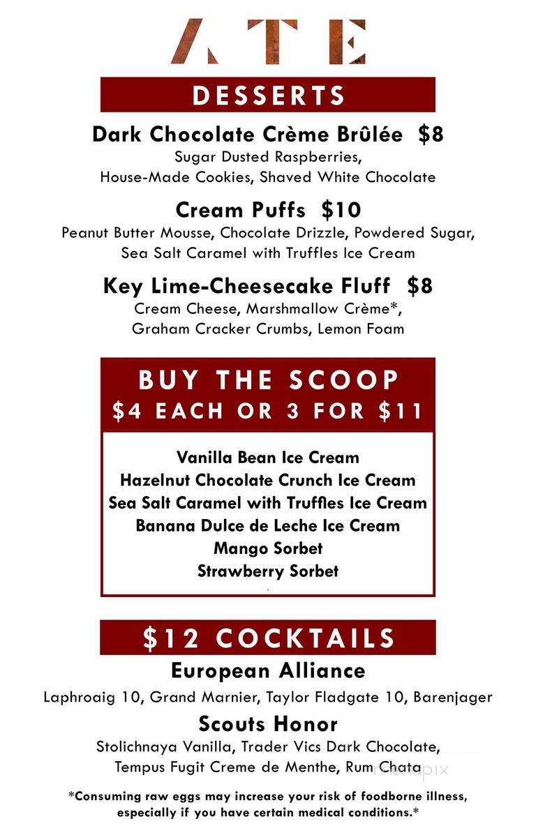 Slate Restaurant - Orlando, FL menu_pic