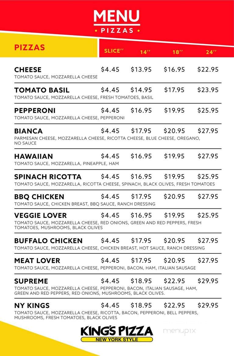 Kings Pizza - Orlando, FL menu_pic