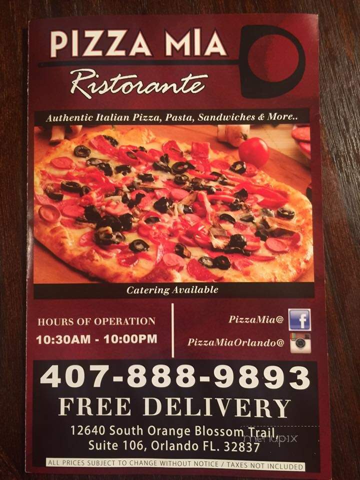 Pizza Mia - Orlando, FL menu_pic